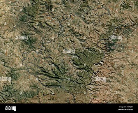 Quthing District Of Lesotho High Resolution Satellite Map Stock Photo