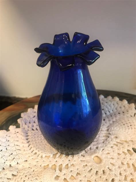 Vintage Cobalt Blue Glass Vases Hand Blown Bud Vase Etsy Blue