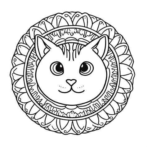 Dibujos De Mandala De Gato 2 Para Colorear Para Colorear Pintar E