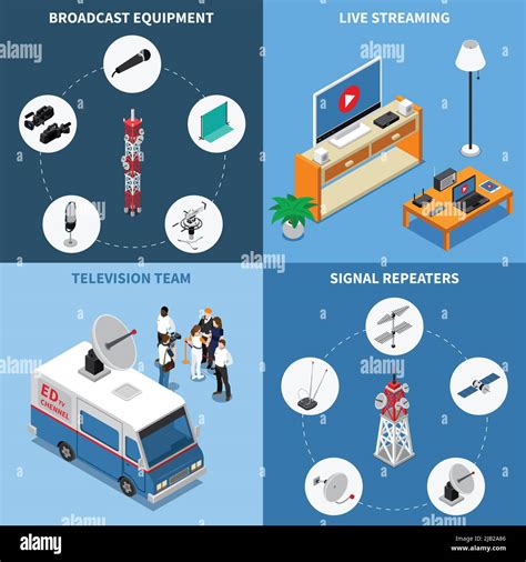 Colorful Isometric 2x2 Telecommunication Icons Set With Various