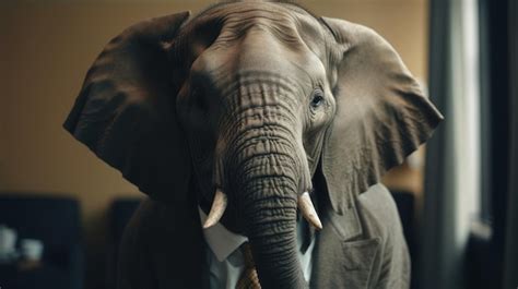 Elefante En Traje Empresario Exitoso Ia Generativa Foto Premium