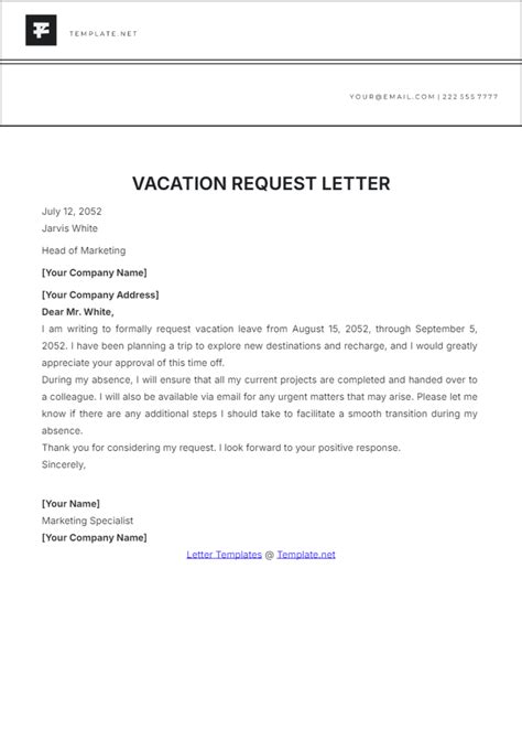 Free Vacation Letter Templates And Examples Edit Online And Download