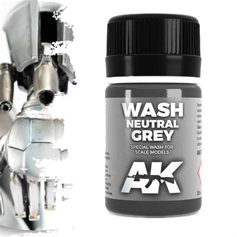 Ak Interactive Neutral Grey For White Black Wash Weathering Wash