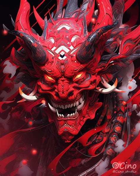 Red Demon Ronin Samurai Oni Character Art Animation Sketches Dungeons And Dragons Art