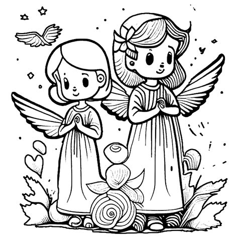 Angels Coloring Page Creative Fabrica