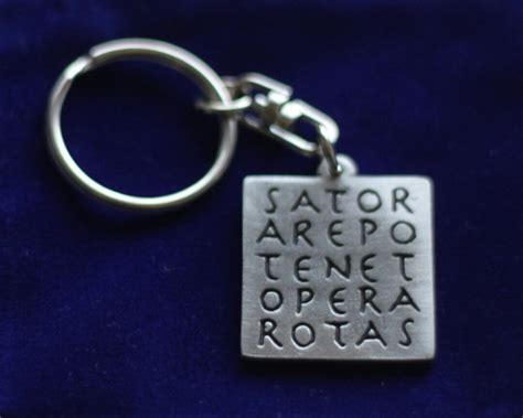 Rotas Sator Templar Magic Square Pewter Keyring With T Pouch Etsy