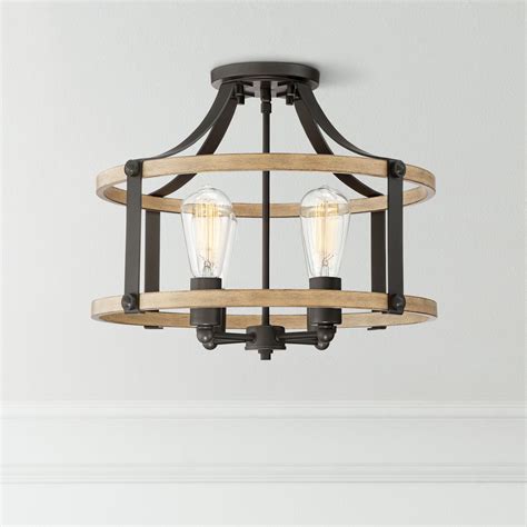 Franklin Iron Works Buford Rustic Farmhouse Ceiling Light Semi Flush