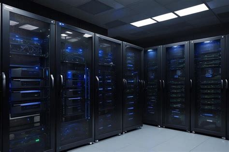 Premium Photo Server Racks In Computer Network Security Server Room