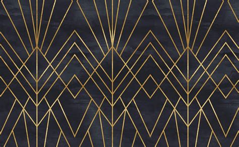 Black And Gold Sunburst Art Deco Pattern For Walls Champagne Toast