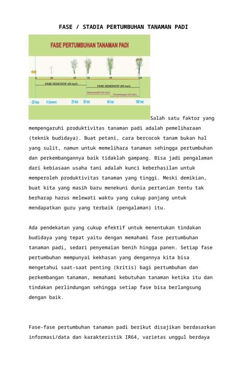 DOC Fase Stadia Pertumbuhan Tanaman Padi DOKUMEN TIPS