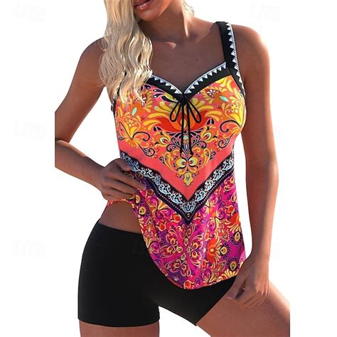 Damen Tankini Bikini Zweiteiler Verknotet Bademode Badeanzug Rosa Atmungsaktiv Schnelltrocknend