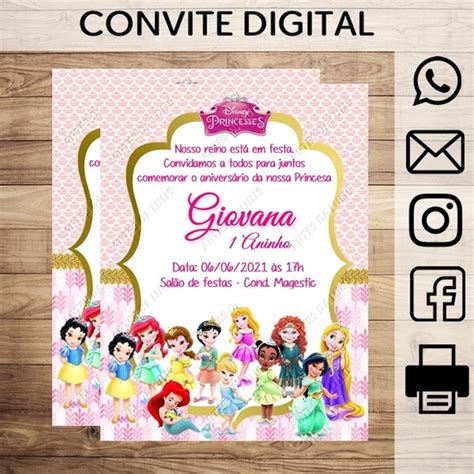 Convite Digital Princesas Disney Baby No Elo Ateli Artes Da Lulis