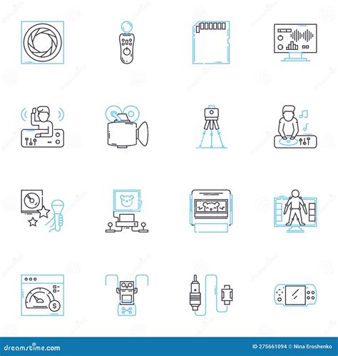 Sound Production Linear Icons Set Acoustics Amplification Beats