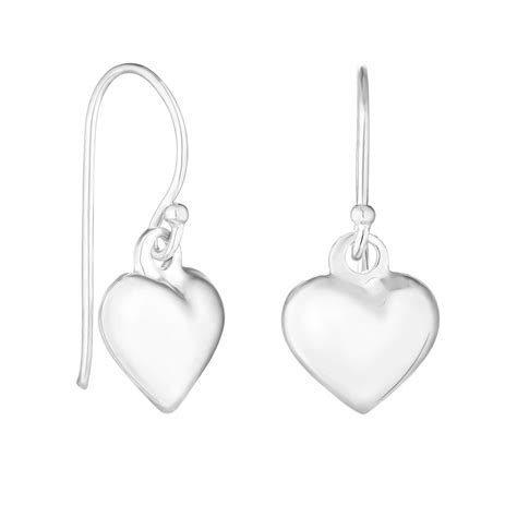 Simply Silver Sterling Silver 925 Puff Heart Drop Earrings Jewellery