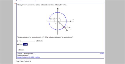 Solved The Angle Below Measures Radians And A Circle Is Chegg