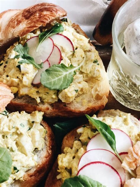 Curried Egg Salad Croissant Sandwiches Bev Cooks