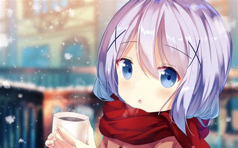 Wallpaper Anime Girls Kafuu Chino Gochuumon Wa Usagi Desu Ka Blue