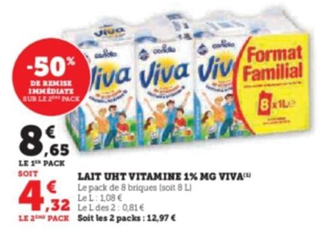 Promo LAIT UHT VITAMINE 1 MG VIVA Chez Super U