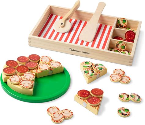 Melissa And Doug Pizza Party Wooden Play Food Set With 54 Toppings