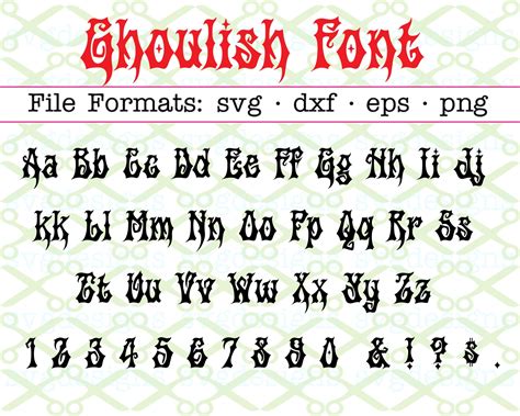 Ghoulish Halloween Svg Font Cricut And Silhouette Files Svg Dxf Eps Png