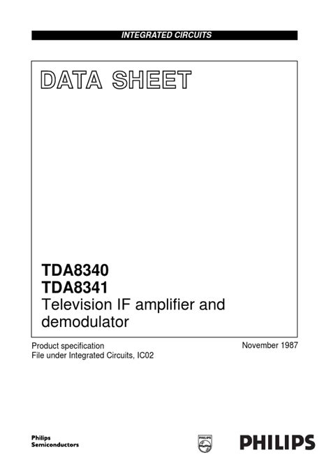 TDA8341 Datasheet Television IF Amplifier And Demodulator