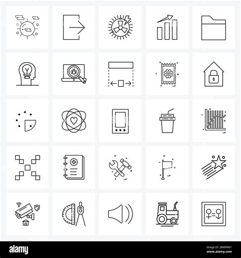 25 Interface Line Icon Set Of Modern Symbols On Idea Mobile Power