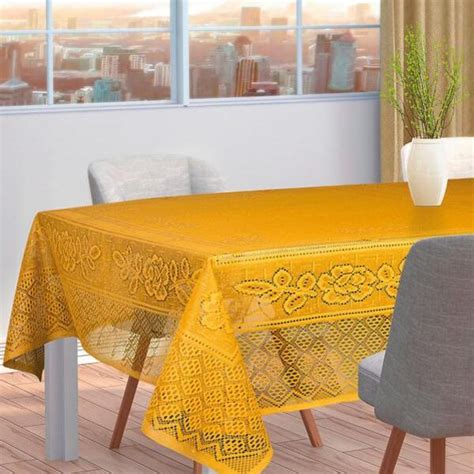 Toalha De Mesa Quadrada 1 50m X 1 50m Em Renda Color Interlar Amarelo