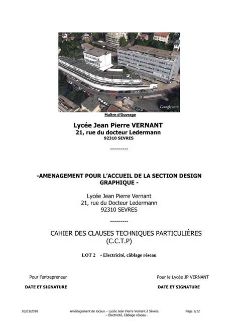 Pdf Cahier Des Clauses Techniques Particuli Res Elec Lyc E