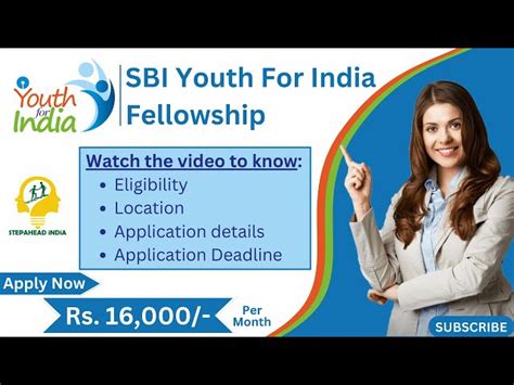 Sbi Youth For India Fellowship 2024 25