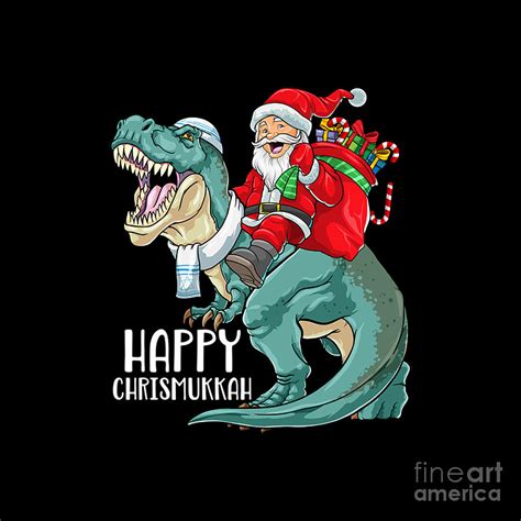 Happy Chrismukkah Hanukkah Christmas T Rex Dinosaur Jewish Digital Art