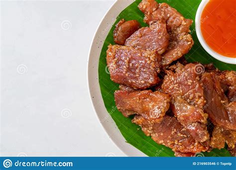 Sun Dried Pork With Sauce Stock Photo Image Of Homemade 216903546