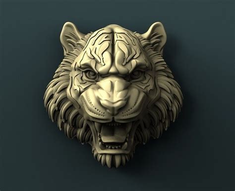 Tiger Head D Stl Model For Cnc D Model D Printable Cgtrader