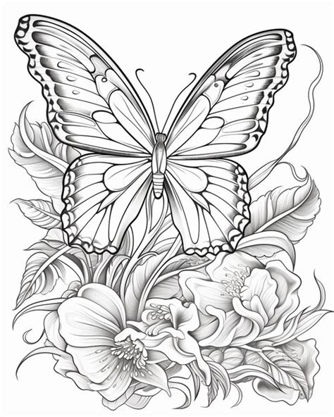 Butterfly Pattern Coloring Page Premium Ai Generated Image