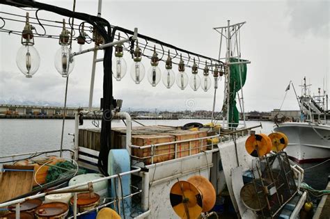 Squid Fishing Boat In Japanese Harbour Iwanai On Hokkaido Lost Place