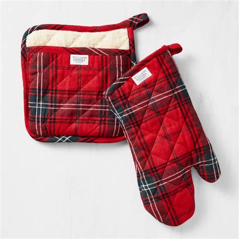 Red Tartan Oven Mitt And Pot Holder Set Williams Sonoma