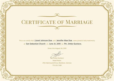 Marriage Certificate Template 12 Word Pdf Psd Format Download