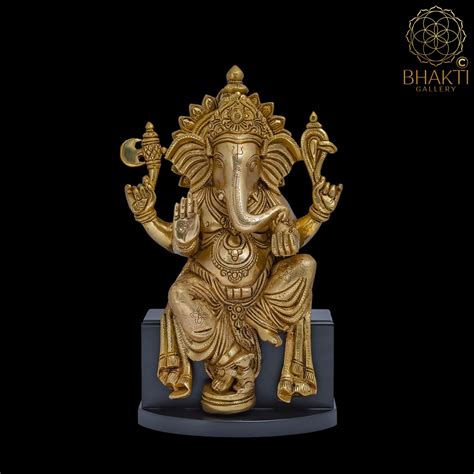 Ganesha Statue In Brass 15 Inch Big Brass Ganesh Figure On Mdf Large Vinayaka Murti Ganapathi