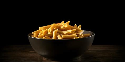 Premium Ai Image Pasta Penne In A Bowl On Black Bakground Ai Generated