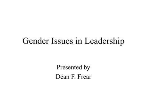 Gender Issues In Leadership