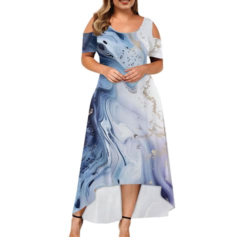 Gipqjk Plus Size Dresses For Curvy Women 5x Trendy Marble Boho Cold