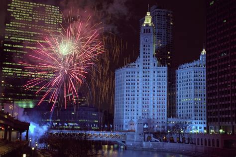 Fireworks At The Wrigley Building | Chicago Buildings Framed Print