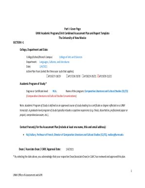 Fillable Online Assessment Plan And Report Template Pdf UNM Gallup