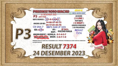 Prediksi Macau Hari Ini Desember Prediksi Totomacau Hari