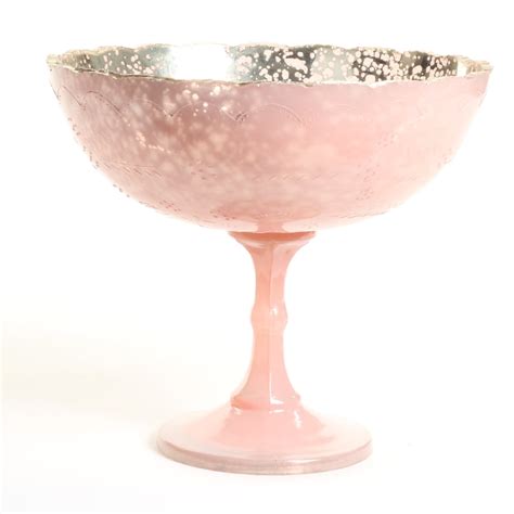 Koyal Wholesale 8 Inch Blush Pink Glass Compote Bowl Pedestal Flower Bowl Centerpiece