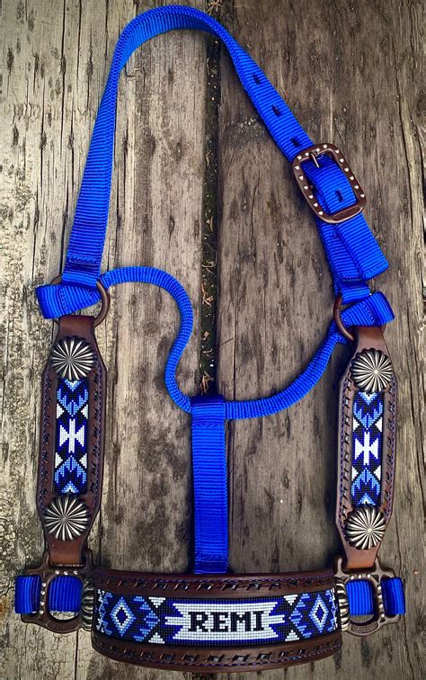 Custompersonalized Leather Beaded Horse Halter Deluxe Etsy