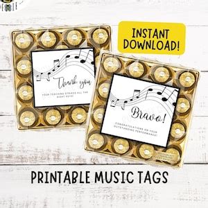 Printable Music Theme Gift Tags Tags for Music Recital, Music Teacher ...