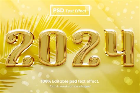 Effet De Texte 3d Bonne Année 2024 PSD Premium