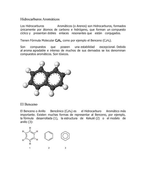 Hidrocarburos Aromáticos 2 Tienen Fórmula Molecular CnHn como por