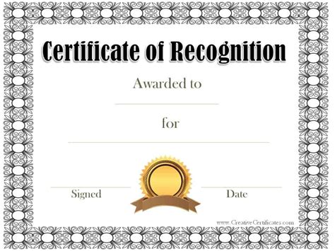 Free certificate of recognition template | Customize online