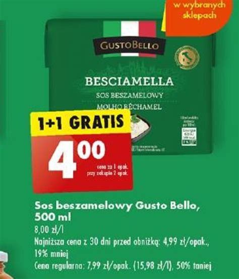 Promocja Sos Beszamelowy Gusto Bello Ml W Biedronka